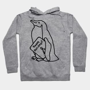 Cute Christmas Penguin says Happy Holidays Line Drawing Hoodie